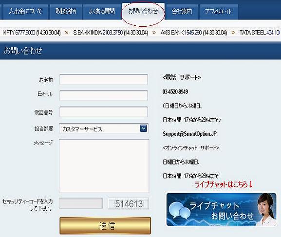 スマートオプションの問合せ画面