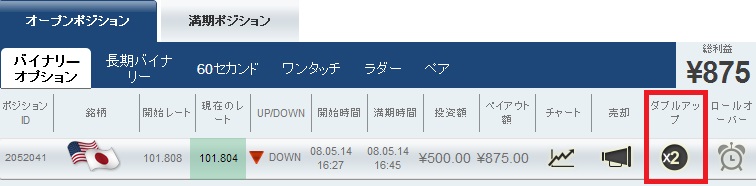 スマートオプションのダブルアップ