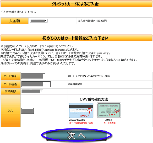 プライベートオプションの入金方法