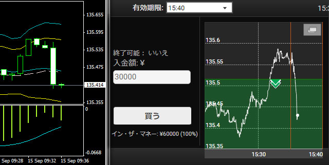 Yバイナリー「100%ペイアウト」