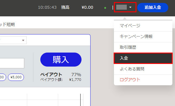 ザオプション_入金方法